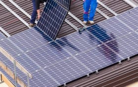 Installation of solar panels on a roof