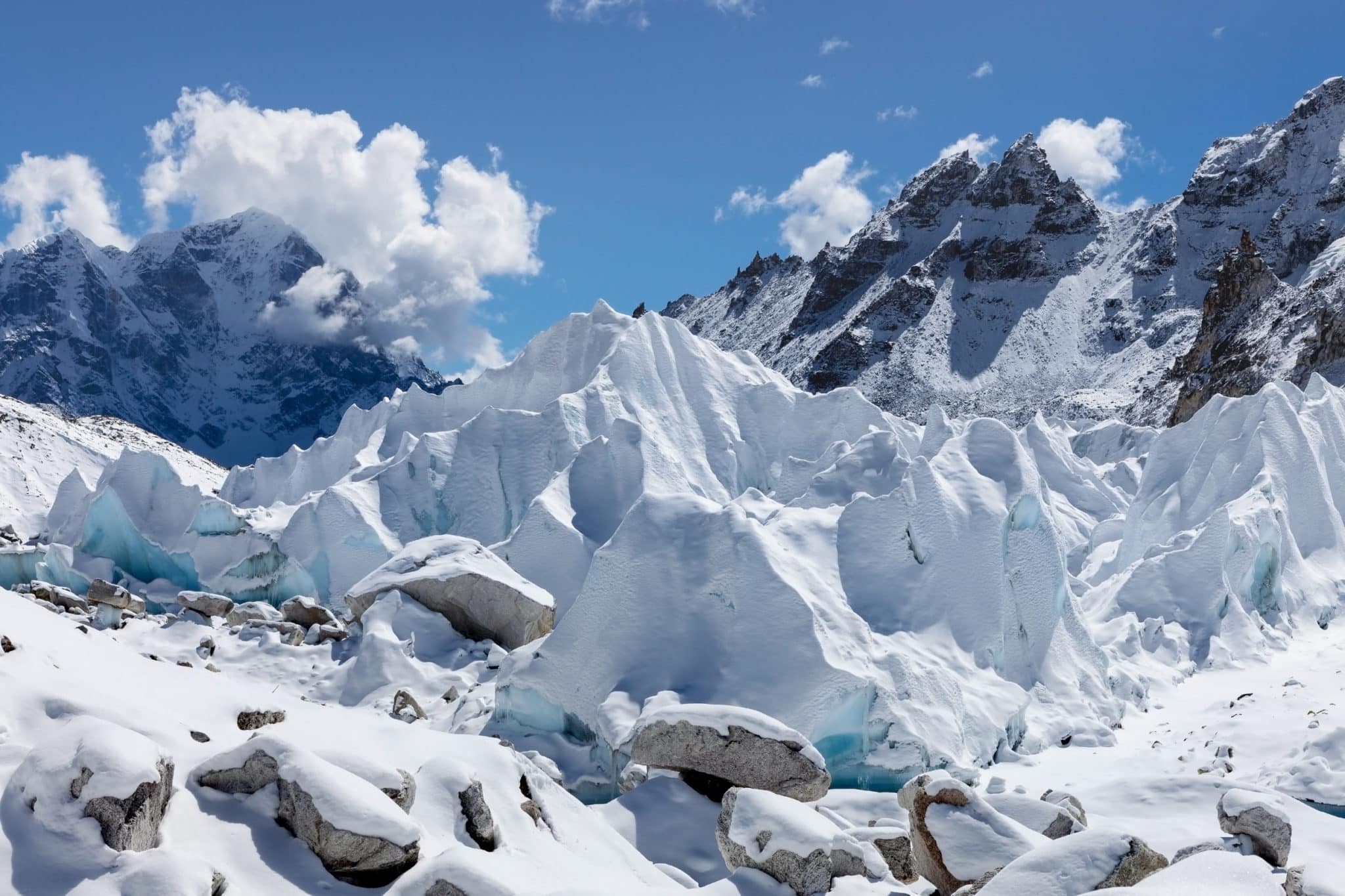Khumbu glacier in Everest Base Camp Himalayas Nepal