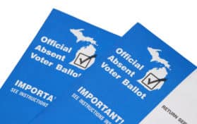Michigan state mail in Ballot envelops for 2020 Presidential Primary Elections