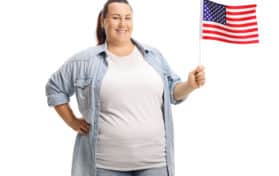 Woman holding an american flag