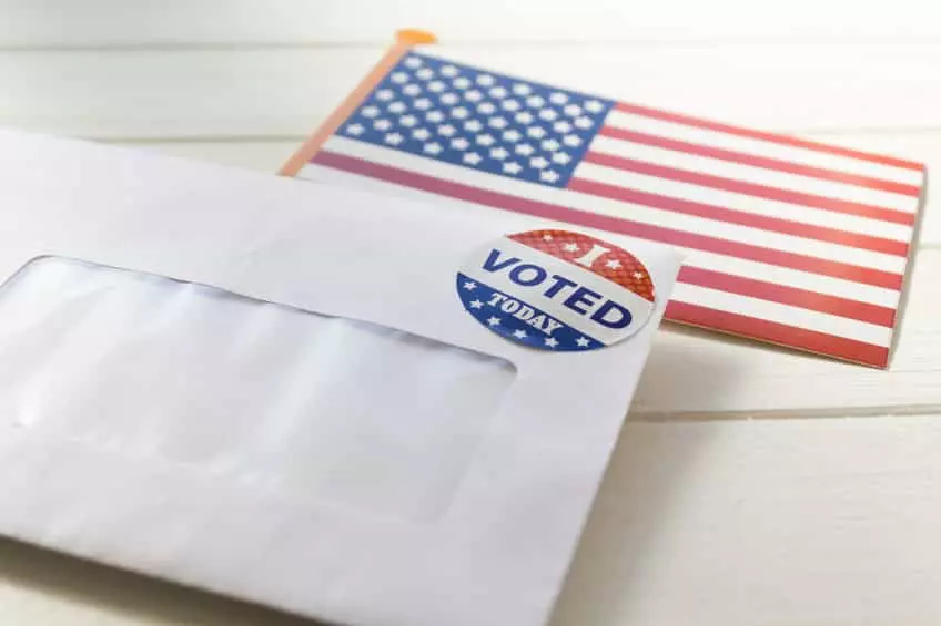- This Nation I voted sticker with flag