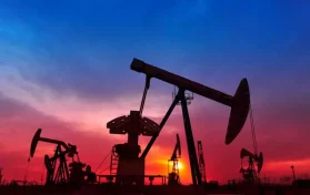 oil wells at night