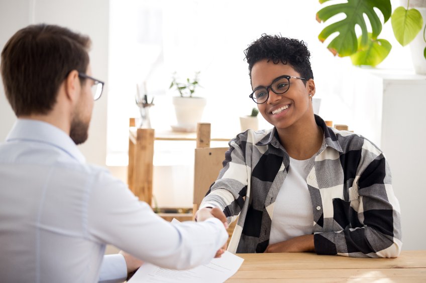woman being hired for a job